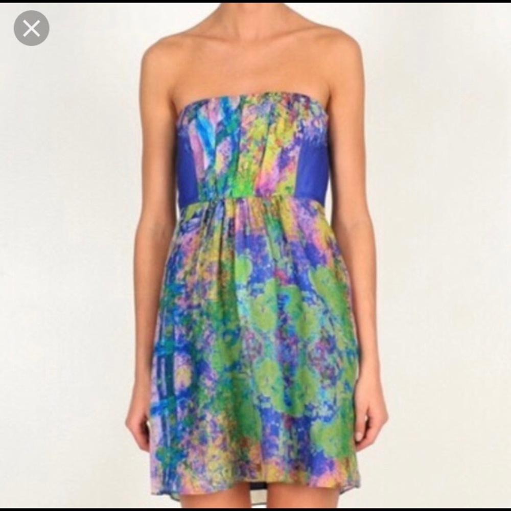 Tibi watercolor strapless dress size 6